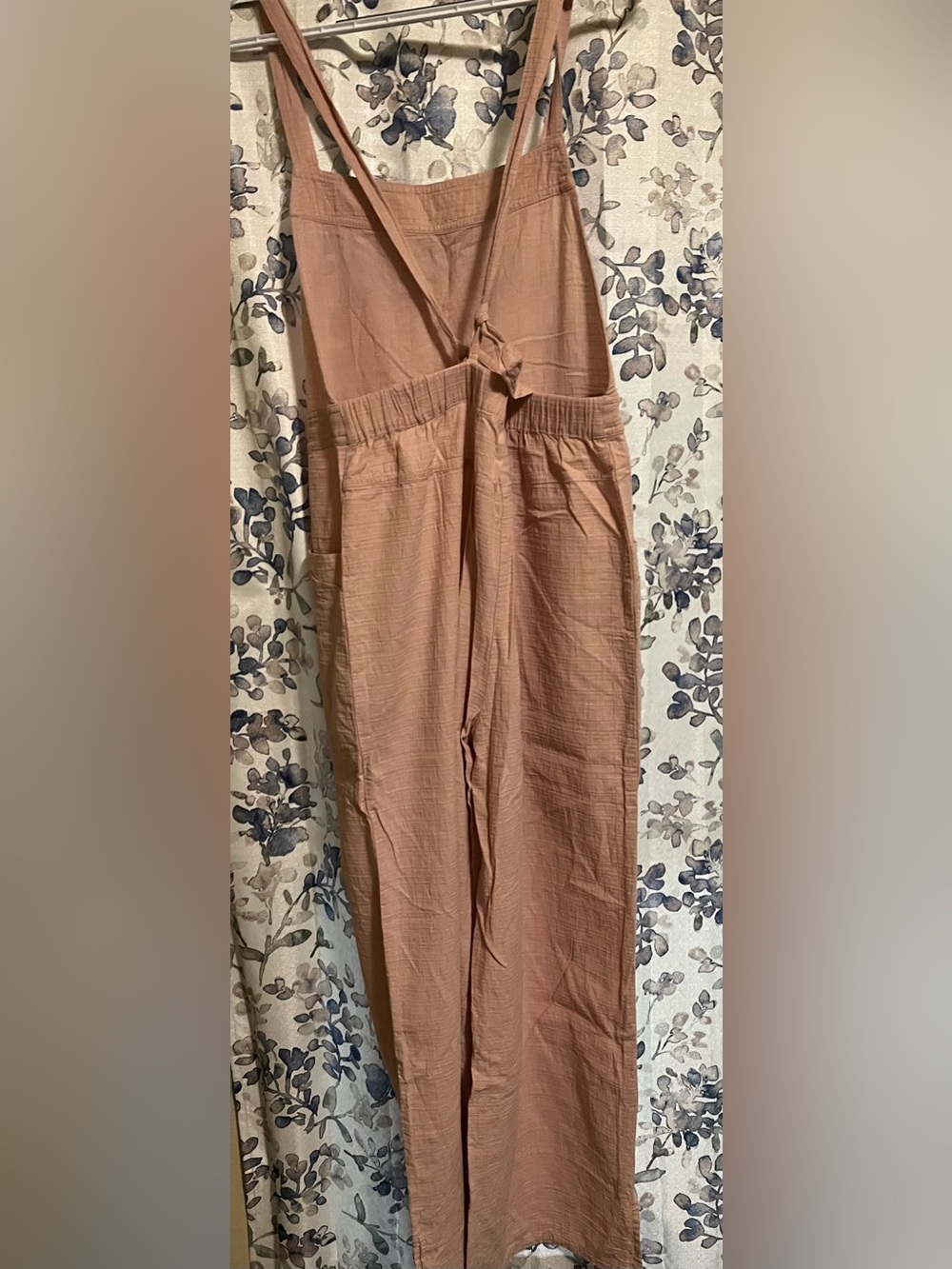 Dusty Rose Terracotta Textured Overalls Jumpsuit Adjustable Straps with Pockets